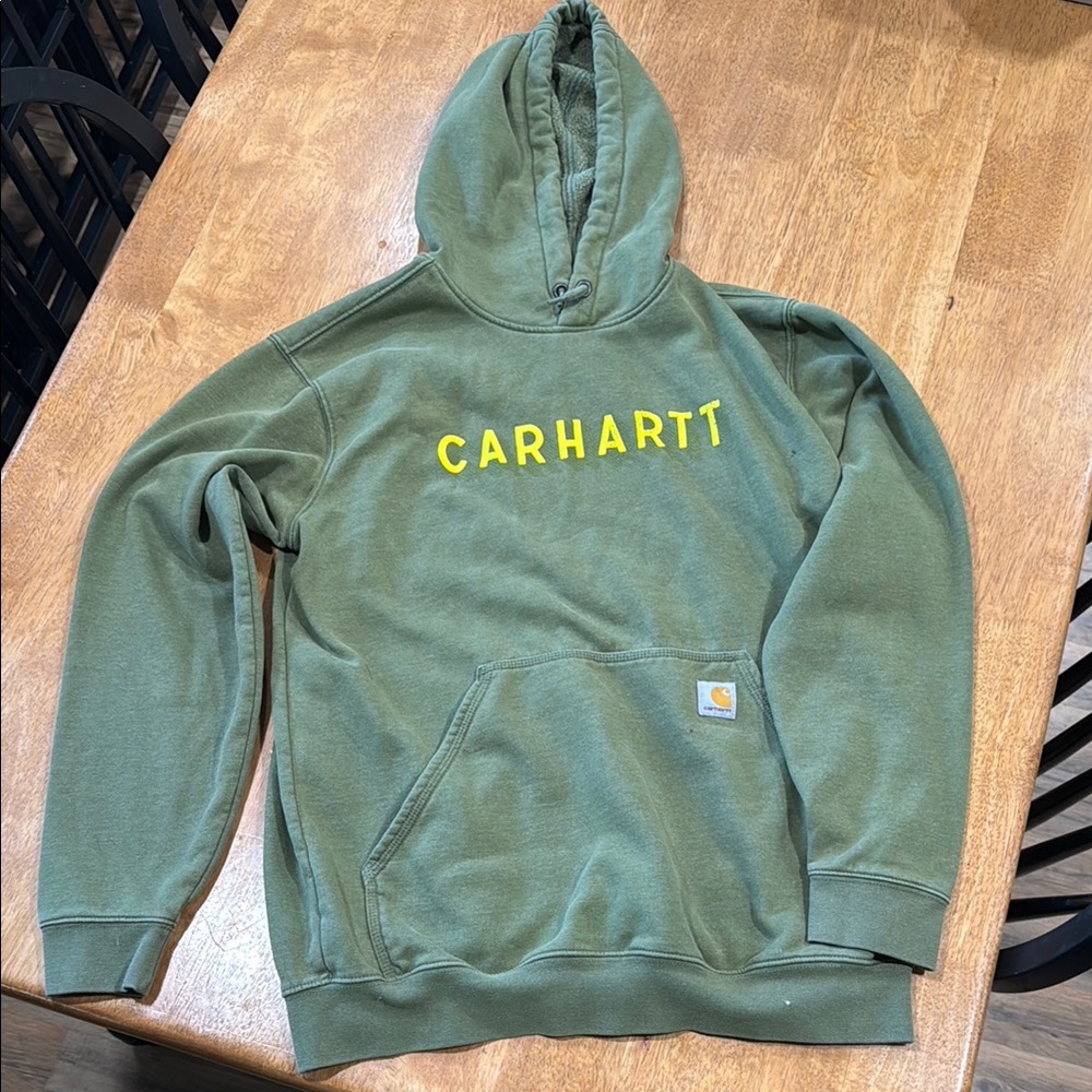 Carhartt Green Sweater with Relaxed Fit and Drawstring Hood